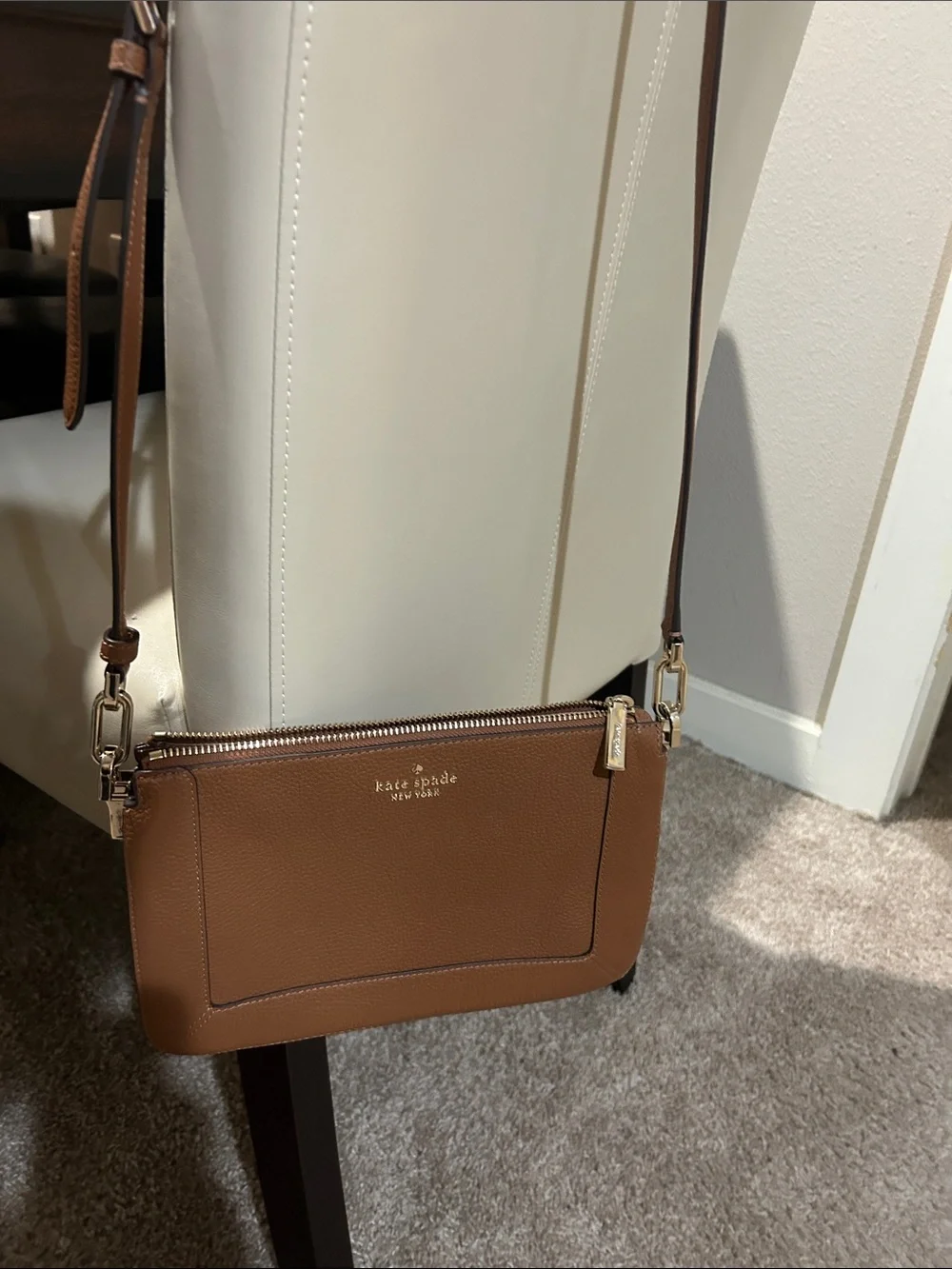 kate spade tan pebbled leather crossbody bag Lena style